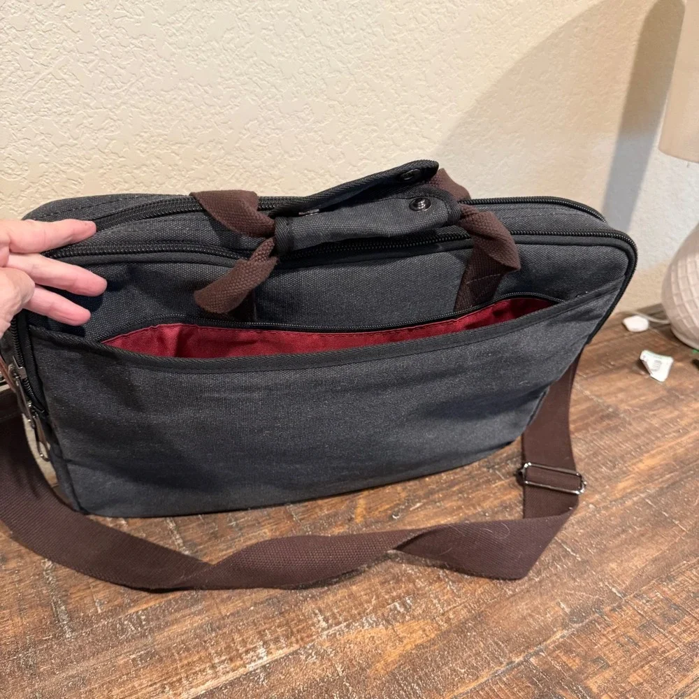 BAOSHA Messenger Bag Mens Black Canvas Laptop Briefcase Office Work Casual OS